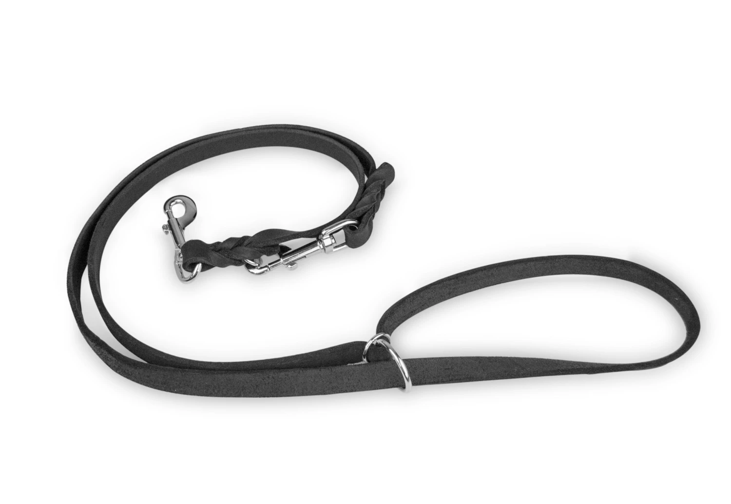 Führleine Leder Geflochten Schwarz 1.8 M